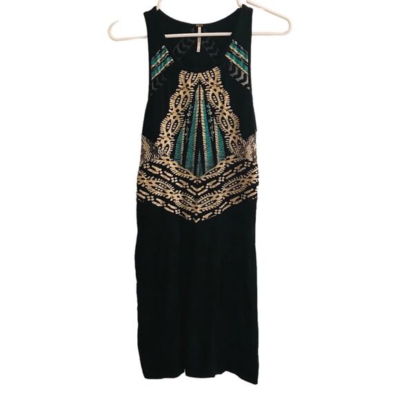 Free People Out Of Africa Black Bodycon Dress Size Small - Picture 1 of 13